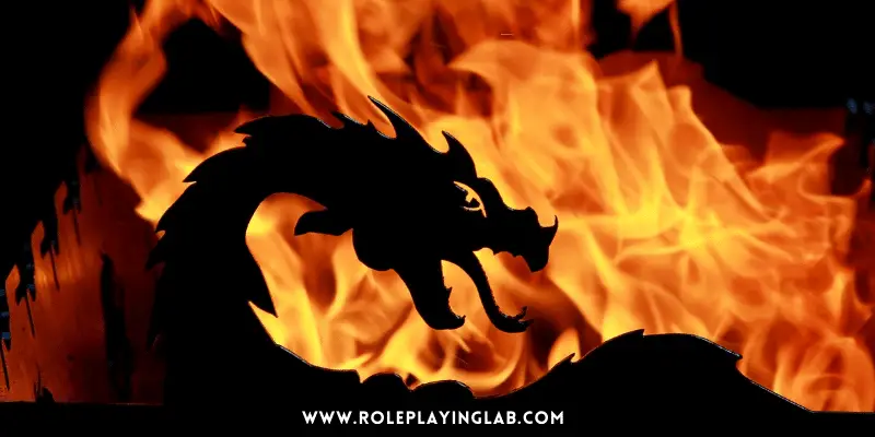 Dragon silhouette against a flaming background—What are half human half dragons called