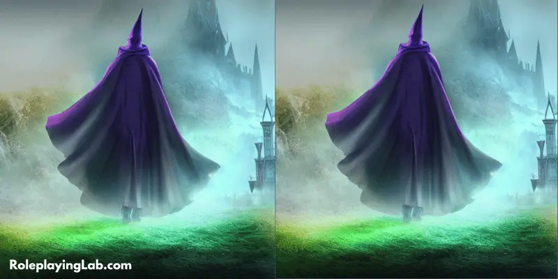 Man in Purple Cloak in front of castle - DND and Cloaks