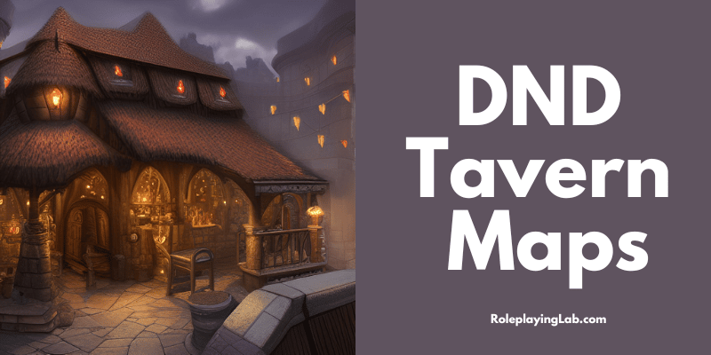DND Fantasy Tavern at Night with Bright Torch Lights - DND Tavern Maps