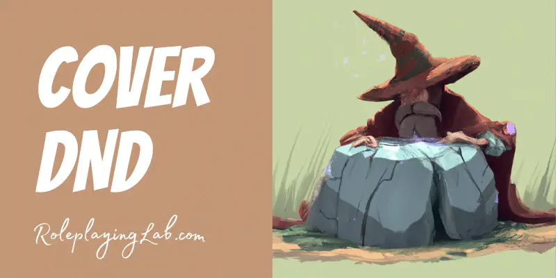 Cartoon wizard hiding behind a boulder - Cover DND