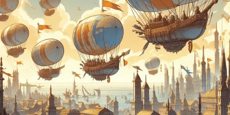 DND Airships over a town